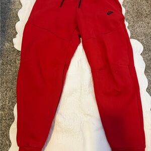 Nike Kids Red Jogger Sweatpants with Black Logo
